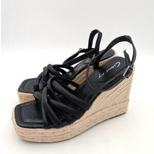 Circus NY Irene Espadrille Platform Wedge Sandals Women's Black Size US9.5M